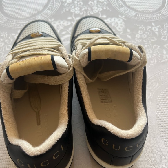 Gucci Men Screeners Leather Black and White Trainers NWB Size 5 (Women’s 8.5) - Picture 13 of 16